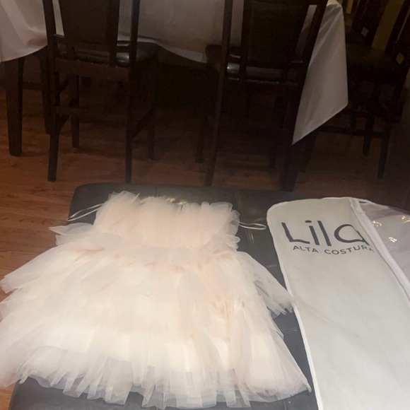 Lila Wedding Dress Bridal Gown Beaded Lace Bodice small Size Custom made - Picture 6 of 12